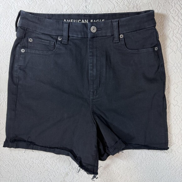 American Eagle Pants - American Eagle Shorts Womens 29 Black Curvy Super Hi-Rise Shortie Cutoff Denim